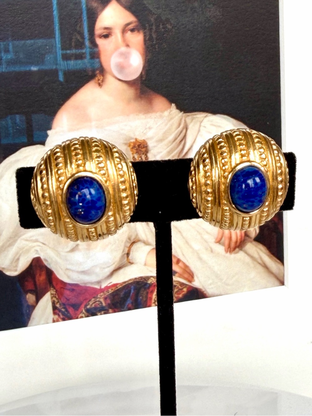 Christian Dior Blue Lapis Vintage Earrings - Picture 4 of 4
